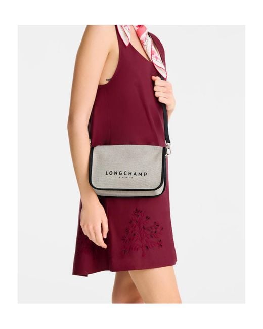 Longchamp Gray Essential Toile East/West Crossbody Bag