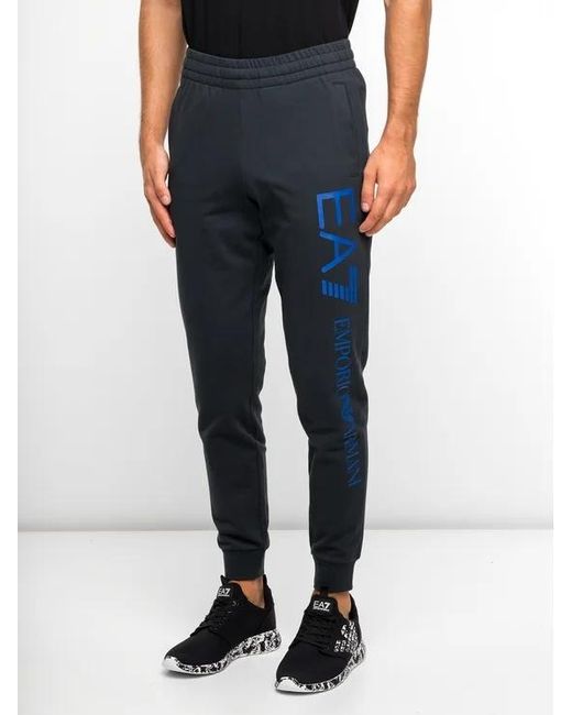 EA7 Blue Logo Printed Sweatpants for men