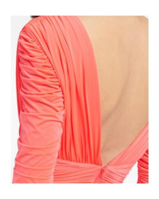 Alex Perry Red Marin Ruched Midi Dress