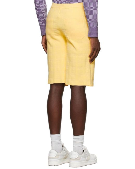 Jacquemus Yellow Logo Straight Shorts for men