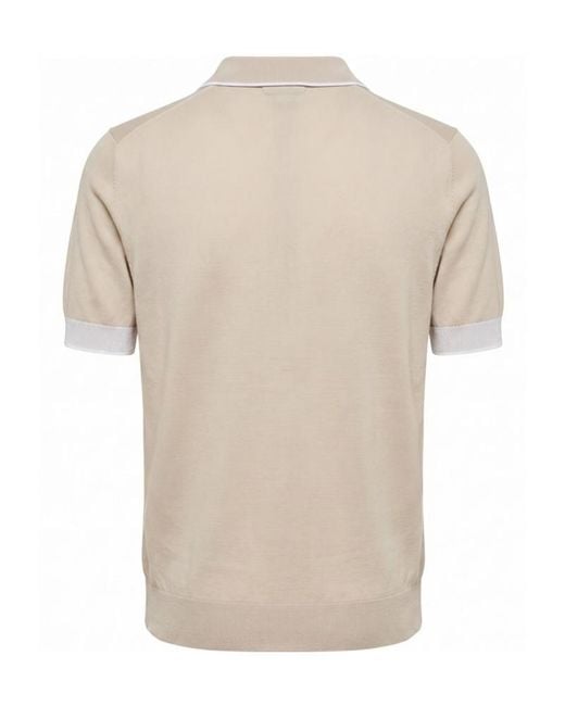 Peserico Natural Half-Zipped Short-Sleeved Polo Shirt for men