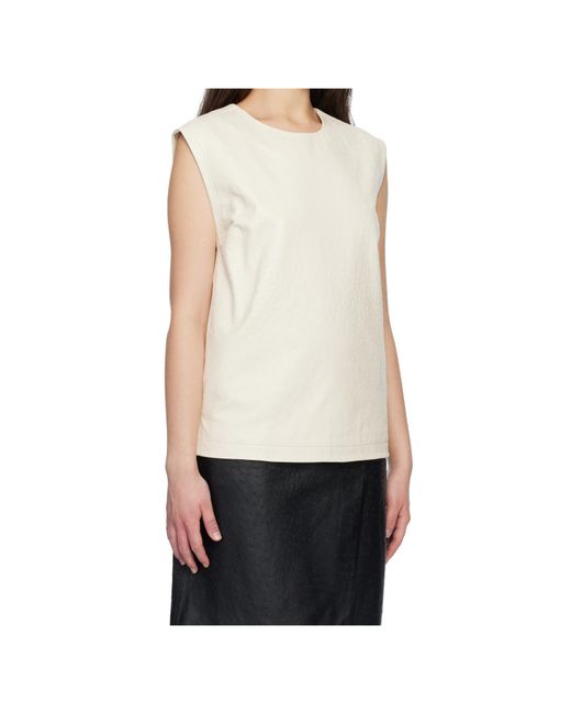 Loulou de Saison White Fiza Ostrich-Effect Zip Top