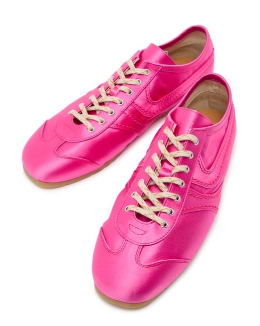 Dries Van Noten Pink Dustin Panelled Satin Sneakers