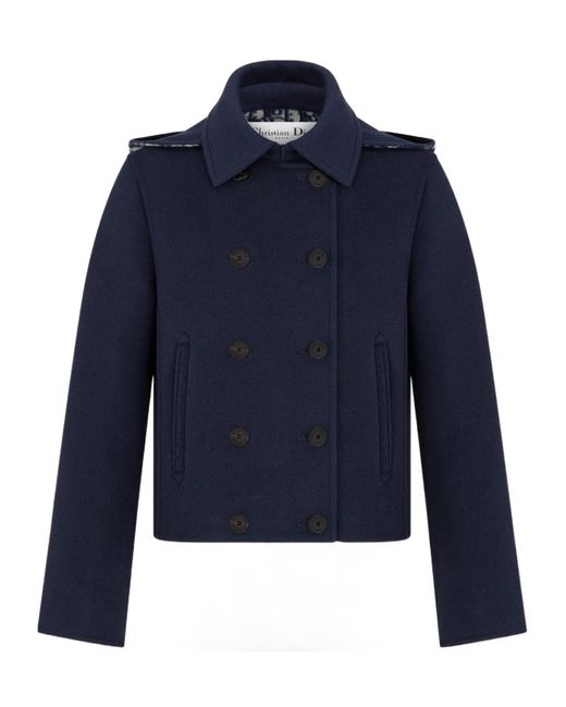 Dior Double-Breasted Peacoat in Blue | Lyst