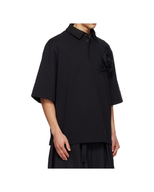 Simone Rocha Black Collared Polo Shirt for men