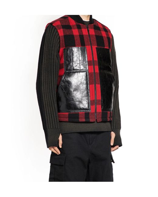 Junya Watanabe Gray Checked Panelled Vest for men