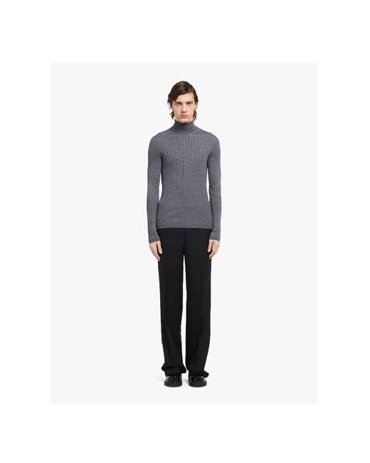 Prada Blue Cashmere Turtleneck for men