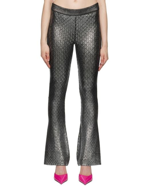 Rabanne Gray All-Over Patterned Flared Trousers