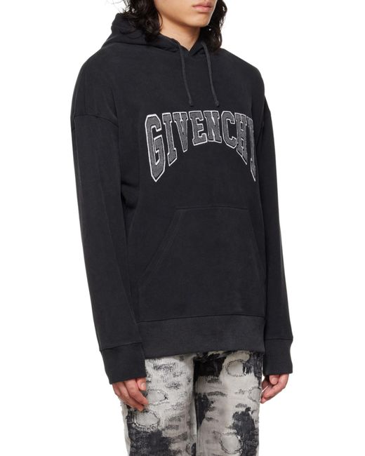 Givenchy Blue Logo Print Drawstring Hoodie for men