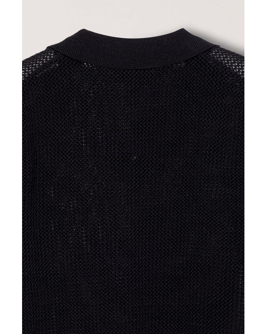 DUNST Black Short-Sleeved Knit Polo Shirt for men