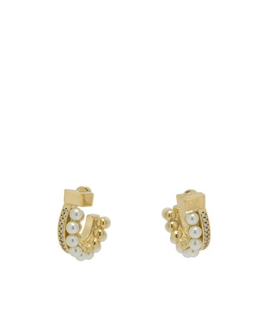 Ferragamo Metallic Pearl-Stud Earrings