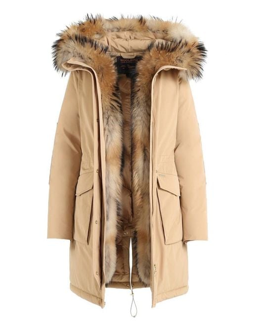 Woolrich Natural Camel Parker Down Jacket