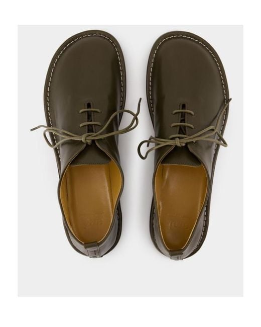 AMI Brown Round Toe Lace-Up Shoes for men