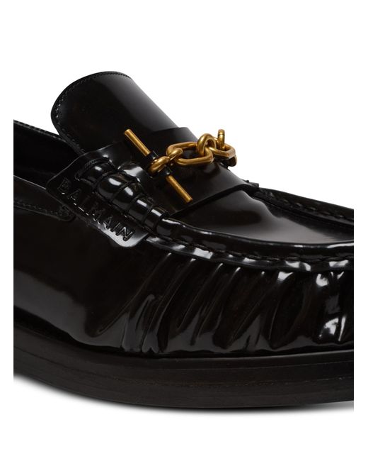 Balmain Black Sync Glazed Loafers for men