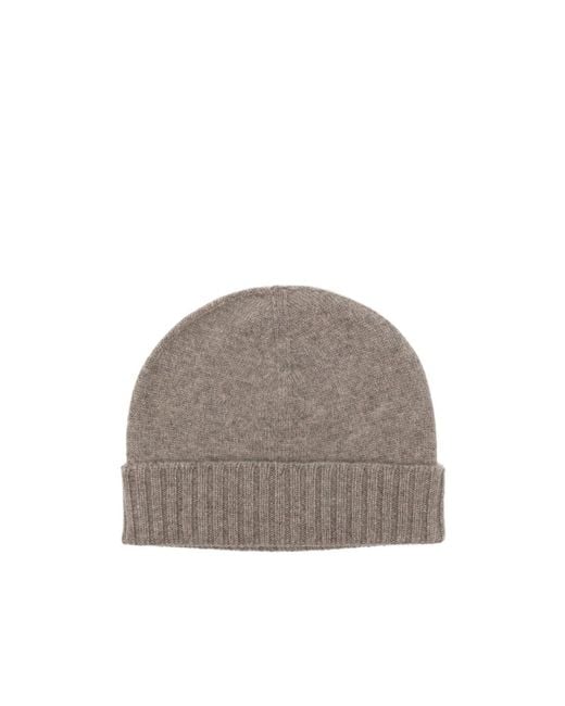 Malo Gray Ribbed-Trim Beanie Hat