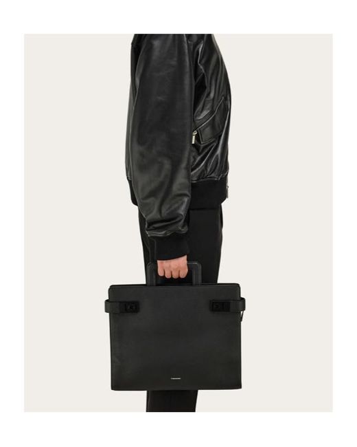Ferragamo Black Business Bag With Gancini Buckles for men
