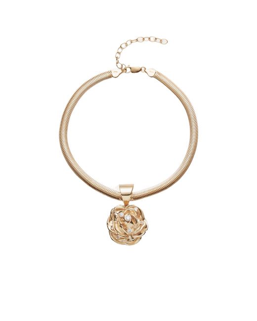 Magda Butrym Metallic Rose-Embellished Pendant Necklace