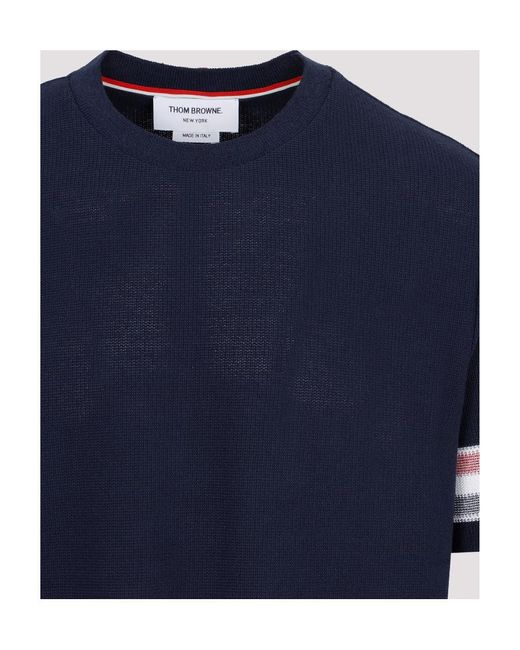 Thom Browne Blue Striped Crewneck T-Shirt for men