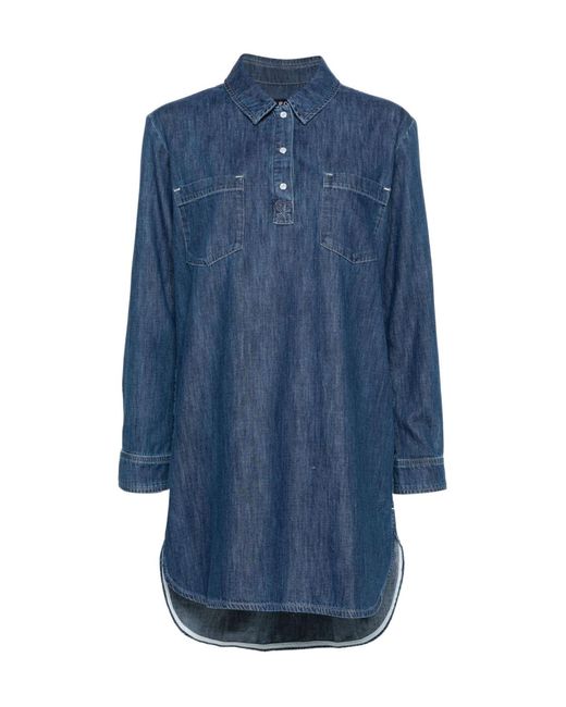 A.P.C. Blue Texas Chest Patch Denim Mini Dress