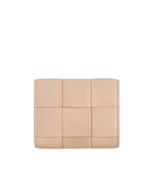 Bottega Veneta Natural Cassette Tri-Fold Zip Wallet