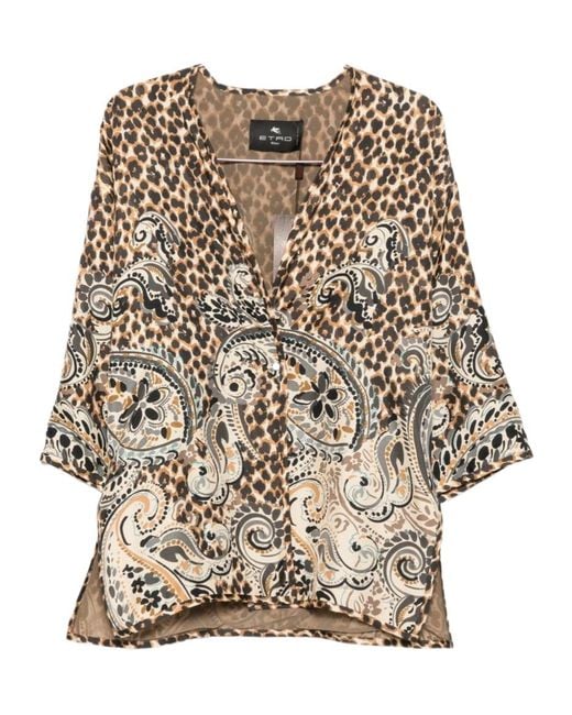 Etro Natural Leopard-Print Paisley Jacket