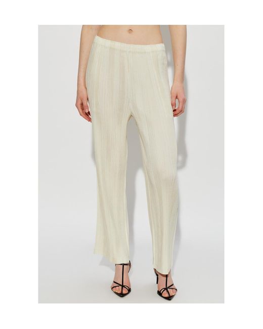 Issey Miyake Natural Plissé-Effect Trousers