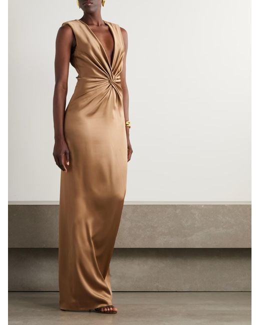 Tom Ford Natural Ruched Detailed Evening Dress