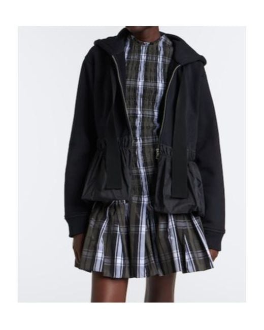 Patou Black Peplum Cotton Zip-Up Hoodie
