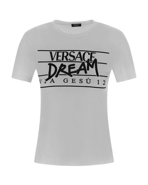 Versace Gray Dream-Print Short-Sleeve T-Shirt