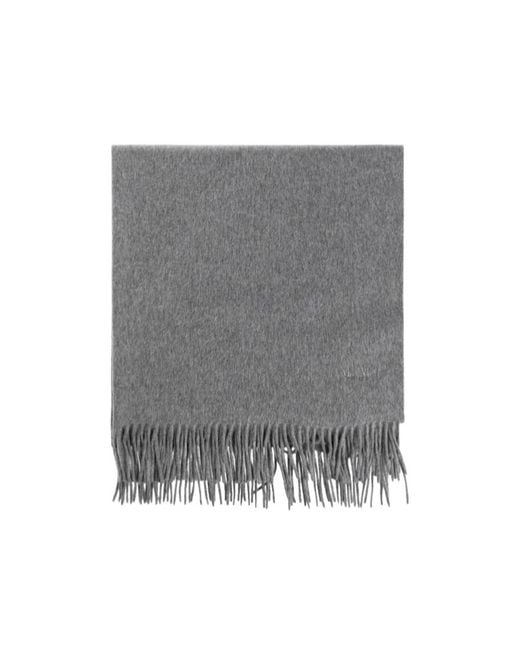 Max Mara Gray Fringed Logo-Embroidered Scarf