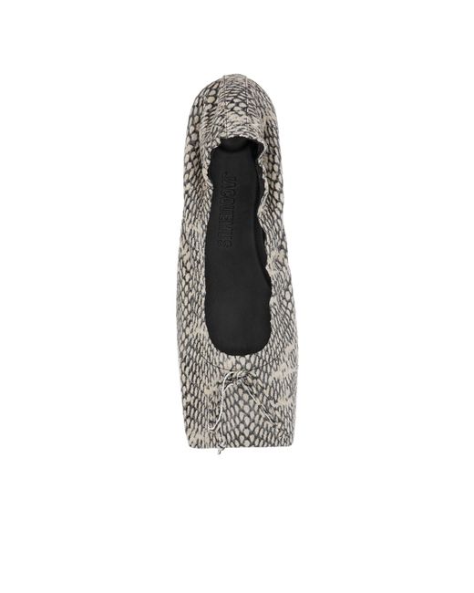 Jacquemus White Printed Square Toe Flats