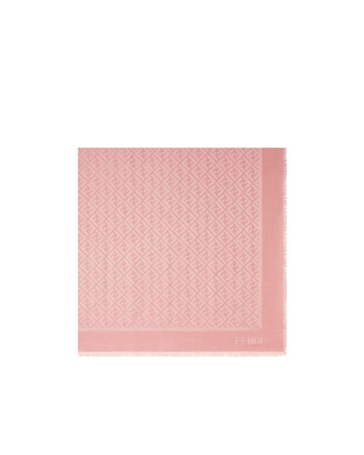 Fendi Pink Ff Motif Fringed Shawl