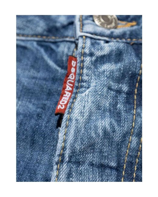 DSquared² Blue Logo Tag Cropped Jeans