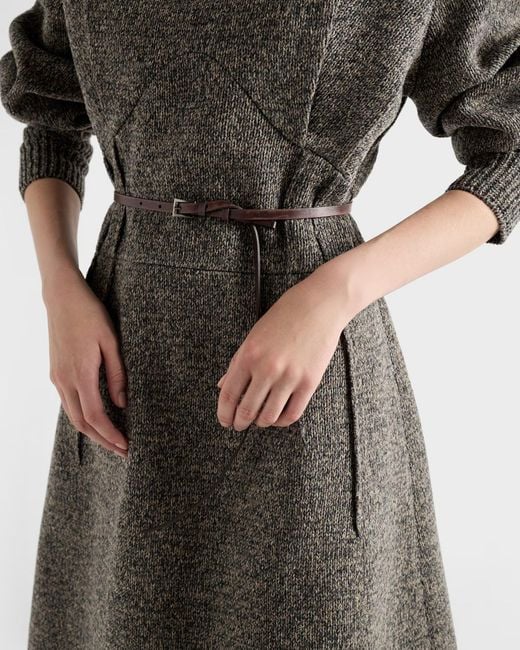 Prada Gray Mouliné Wool Dress