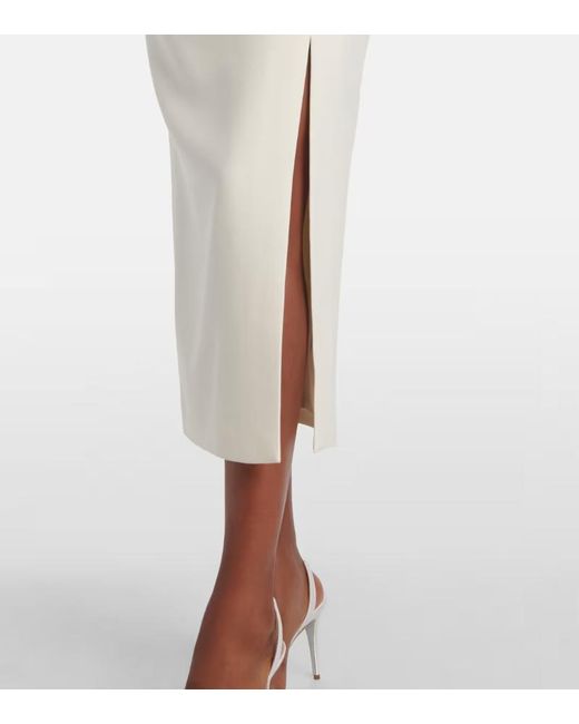 Roland Mouret White Floral-Appliqué Crêpe Midi Dress