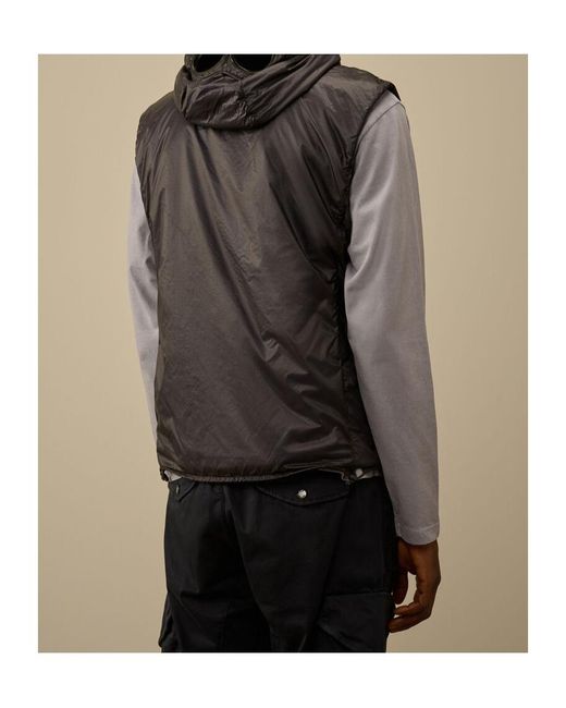 C P Company Black Goggle Hooded Vest for men