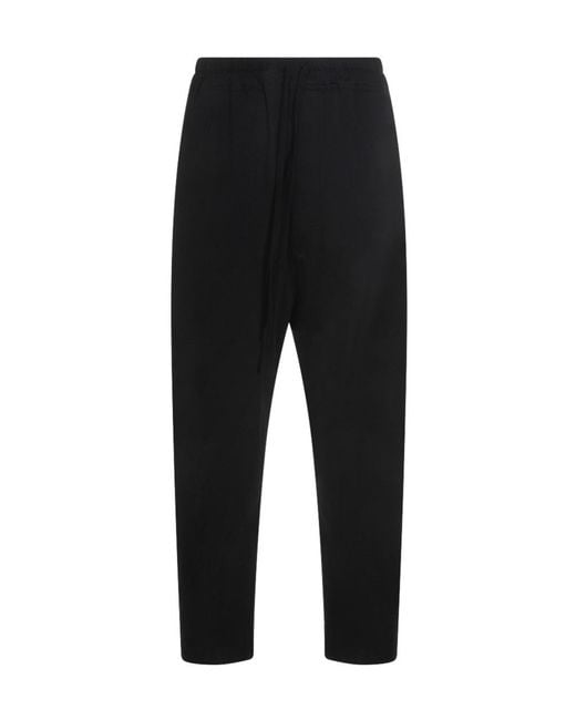 Thom Krom Black Elasticated Waistband Drawstring Trousers for men