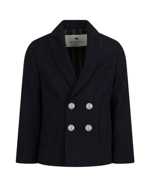 Etro Black Double-Breasted Blazer