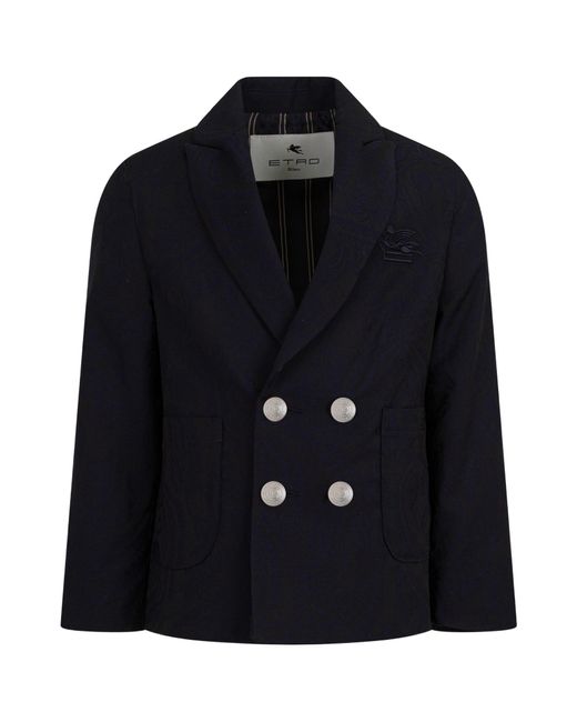 Etro Black Double-Breasted Blazer