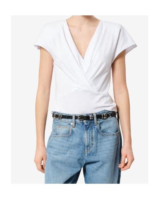 Isabel Marant White Étoile Nadrine Draped T-Shirt