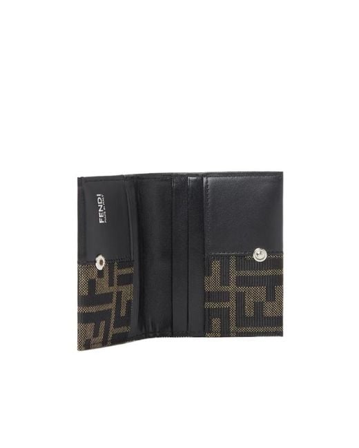 Fendi Black Ff Jacquard Card Holder for men