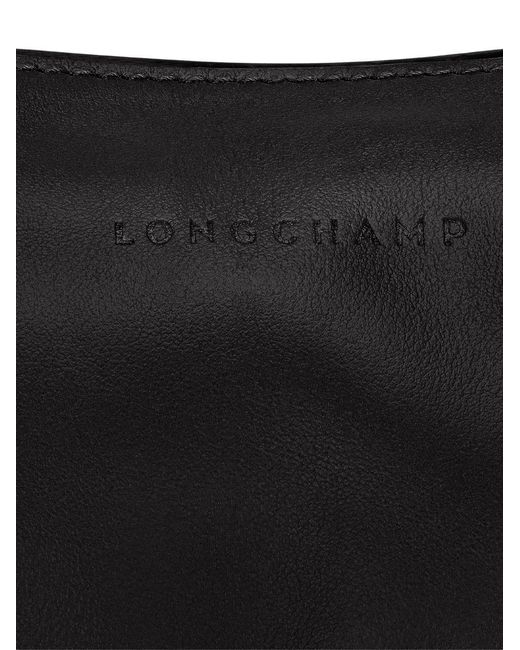 Longchamp Black Looong Logo Debossed Zip-Up Shoulder Bag