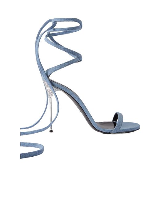 Sergio Rossi Blue Area Shibari Denim Sandals