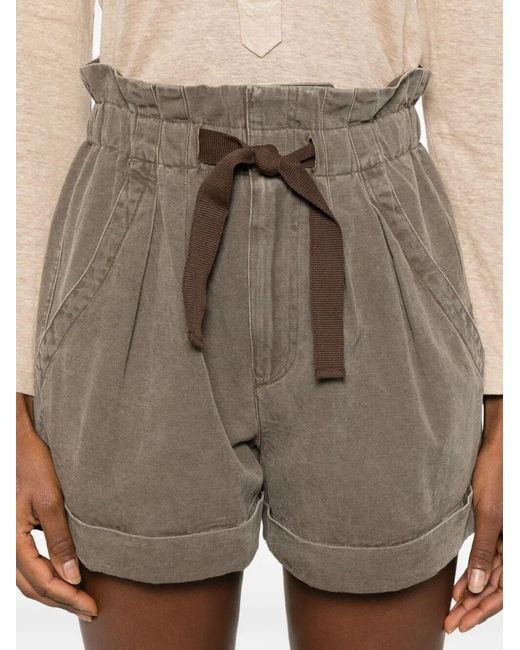 Isabel Marant Brown Nirma Cotton And Linen Canvas Shorts