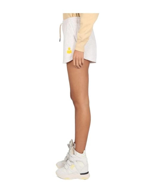 Isabel Marant White Isabel Marant Étoile Logo Printed Drawstring Shorts