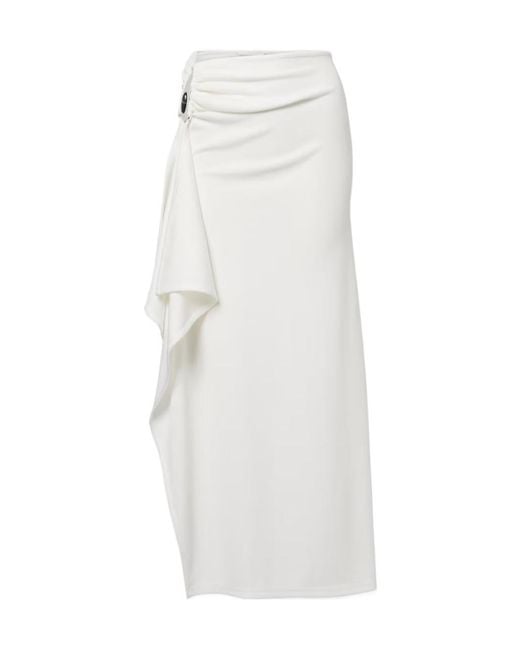 Christopher Esber White Ribbed-Knit Draped Maxi Skirt