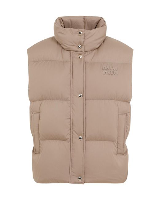 Miu Miu Natural Logo-Patch Down Gilet