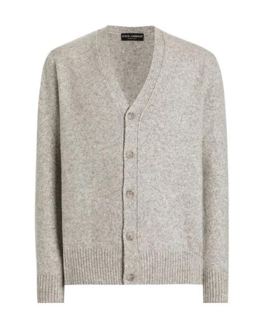 Dolce & Gabbana Gray V-Neck Cardigan for men
