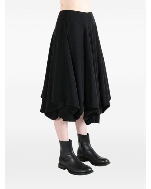 Yohji Yamamoto Black Draped Asymmetric Skirt