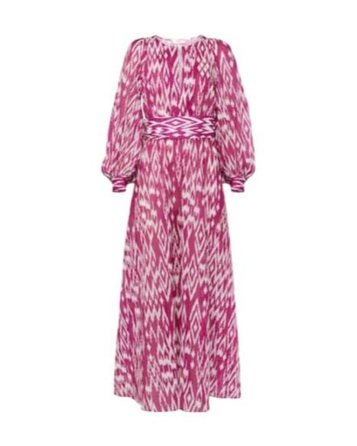 Eres Pink Tornado Balloon-Sleeve Maxi Dress